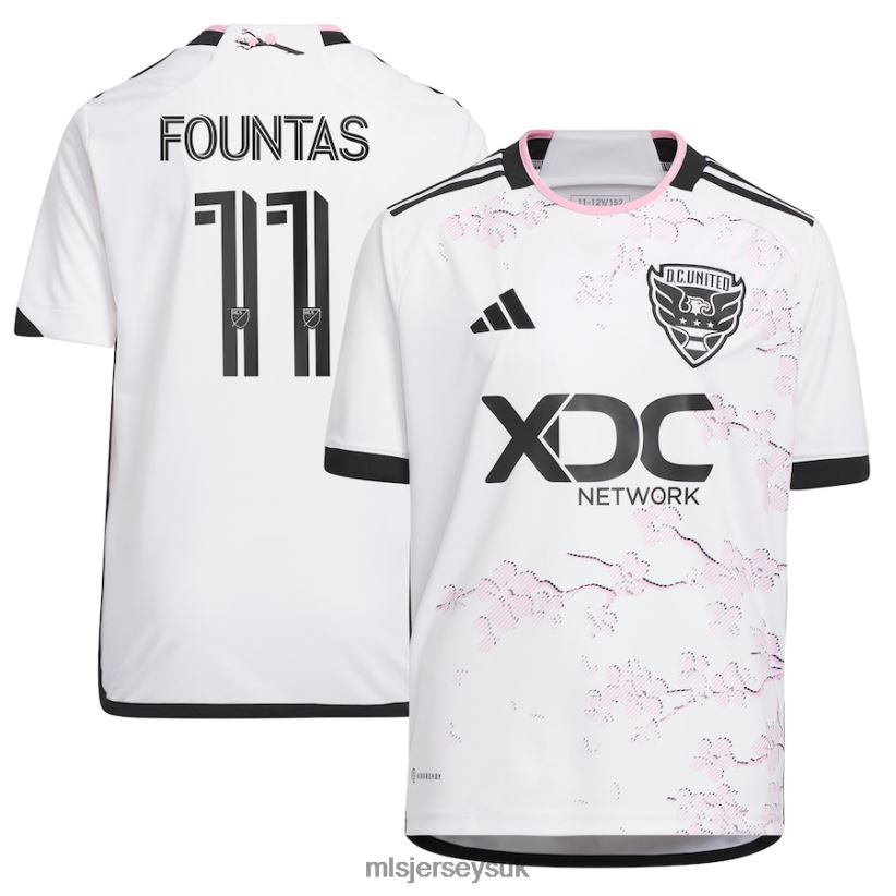 D.C. United Taxi Fountas Adidas White 2023 The Cherry Blossom Kit Replica Player Jersey Kids MLS Jerseys Jersey X60B2D603