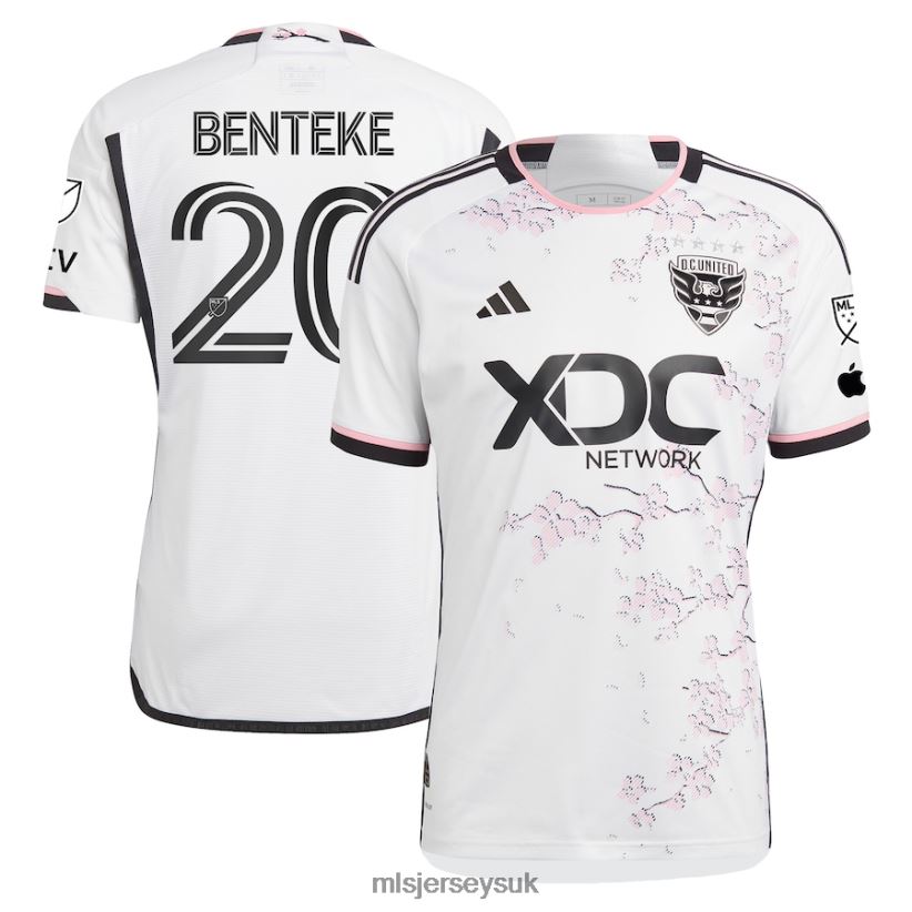 D.C. United Christian Benteke Adidas White 2023 The Cherry Blossom Kit Authentic Player Jersey Men MLS Jerseys Jersey X60B2D816