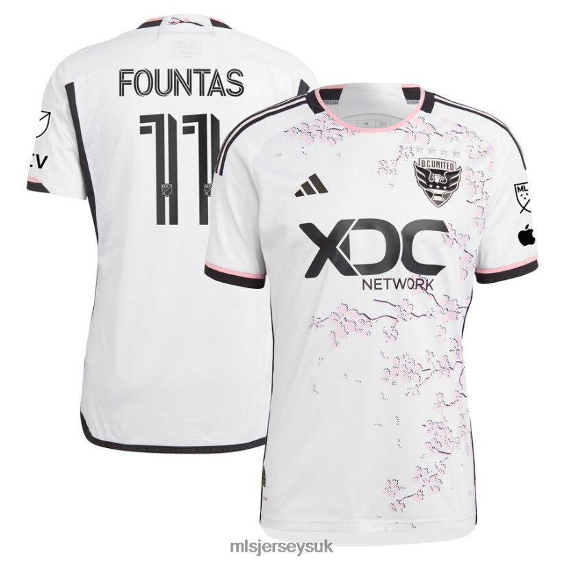 D.C. United Taxi Fountas Adidas White 2023 The Cherry Blossom Kit Authentic Player Jersey Men MLS Jerseys Jersey X60B2D815