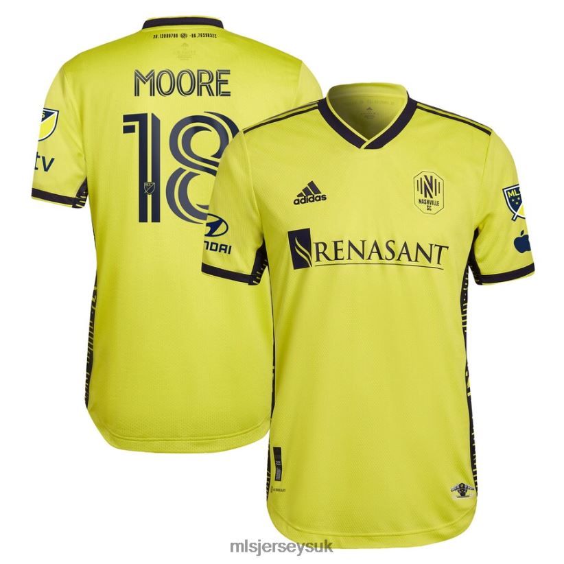 Nashville SC Shaq Moore Adidas Yellow 2023 The Homecoming Kit Authentic Player Jersey Men MLS Jerseys Jersey X60B2D1169