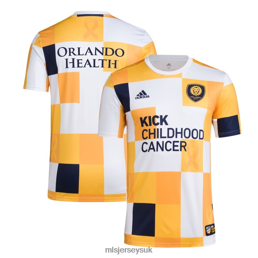 Orlando City SC Adidas White/Gold 2022 Works Kick Childhood Cancer AEROREADY Pre-Match Top Men MLS Jerseys Jersey X60B2D613