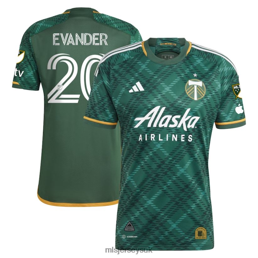 Portland Timbers Evander Adidas Green 2023 Portland Plaid Kit Authentic Jersey Men MLS Jerseys Jersey X60B2D456