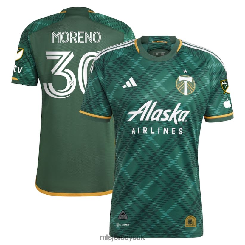 Portland Timbers Santiago Moreno Adidas Green 2023 Portland Plaid Kit Authentic Jersey Men MLS Jerseys Jersey X60B2D755