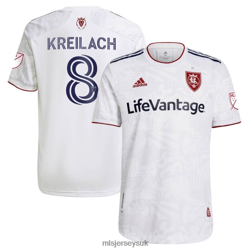 Real Salt Lake Damir Kreilach Adidas White 2021 The Supporter's Secondary Kit Authentic Player Jersey Men MLS Jerseys Jersey X60B2D1496