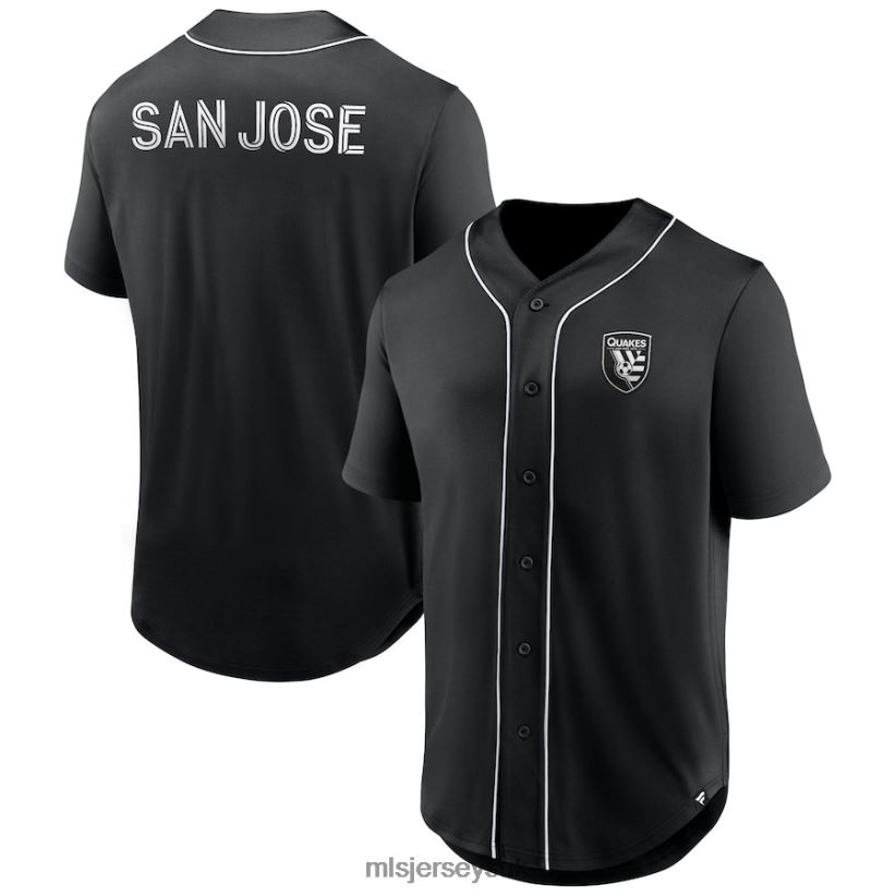 San Jose Earthquakes Fanatics Branded Black Third Period Fashion Baseball Button-Up Jersey Men MLS Jerseys Jersey X60B2D306