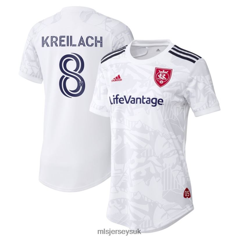 Real Salt Lake Damir Kreilach Adidas White 2021 The Supporter's Secondary Replica Player Jersey Women MLS Jerseys Jersey X60B2D1412